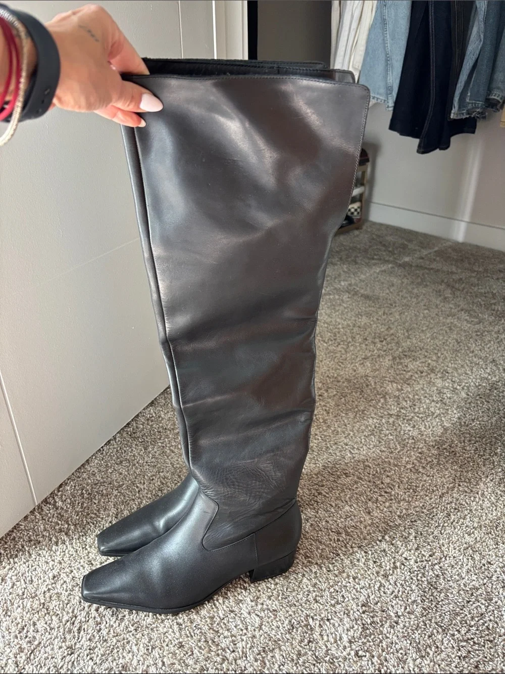 SCHUTZ Black Over-the-Knee Leather Boots